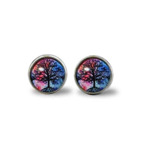 Trees In Nature Glass Post Earrings - Picture 1 of 3